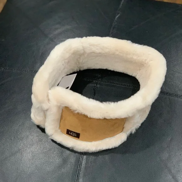 New Ugg Women’s Sheepskin Suede Headband Chestnut One Size - Picture 3 of 8